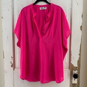 Glamour Farms Bold Pink Sleeveless Blouse 2XL